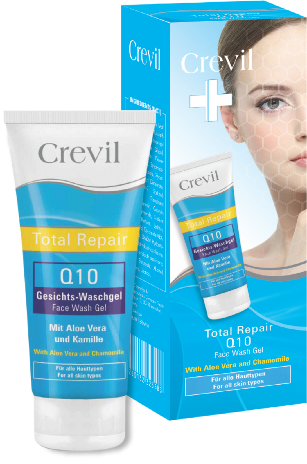 Gel rửa mặt ngừa mụn Crevil Total Repair Q10 Face Wash Gel 200ml
